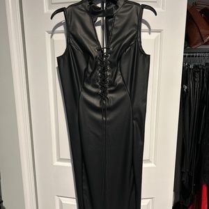 leather look dress
